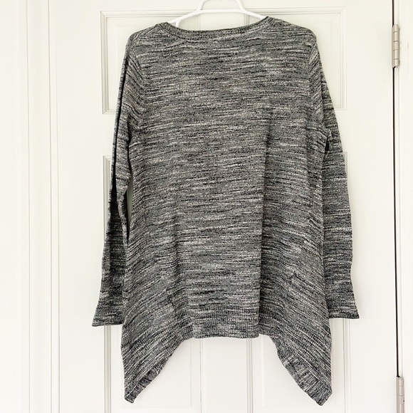 LOGO BY LORI GOLDSTEIN sweater size M black white cotton cashmere v-neck - Picture 2 of 6